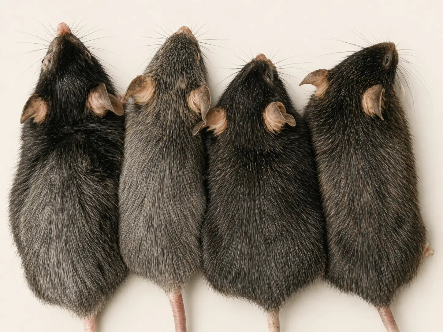 Side-by-side photographs of control and Luteolin-fed mice showing differences in hair colour.